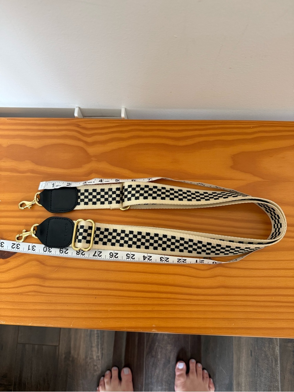 Clare V Black and White Checker Adjustable Strap - Picture 2 of 5